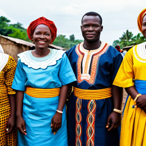 Home 20 **
"Congolese people in modest traditional clothing, participating in a community celebration that blends Christian and African traditions, fully clothed, appropriate attire, safe for work, perfect anatomy, natural proportions, family-friendly, bright and colorful."
**