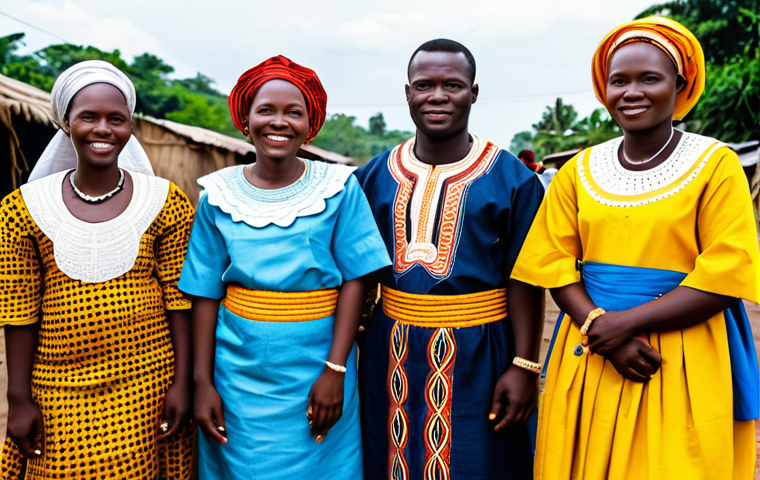 **

"Congolese people in modest traditional clothing, participating in a community celebration that blends Christian and African traditions, fully clothed, appropriate attire, safe for work, perfect anatomy, natural proportions, family-friendly, bright and colorful."

**