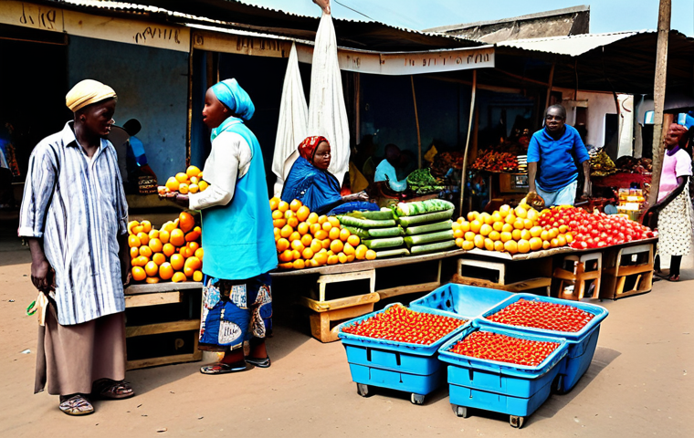 **

"A bustling Brazzaville marketplace scene, vendors in modest traditional clothing selling colorful crafts and fresh produce, shoppers interacting, safe for work, appropriate content, fully clothed, professional photography, perfect anatomy, natural proportions, bright daylight, family-friendly."

**