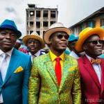 콩고 공화국의 유명한 벽화 및 길거리 예술 - **Vibrant Brazzaville Street Life and Sapeurs**
"A bustling street scene in Brazzaville, Republ...