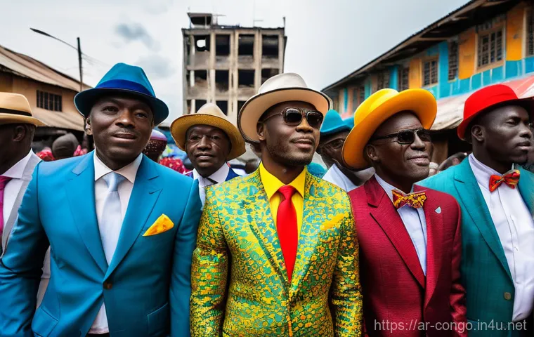 콩고 공화국의 유명한 벽화 및 길거리 예술 - **Vibrant Brazzaville Street Life and Sapeurs**
"A bustling street scene in Brazzaville, Republ...