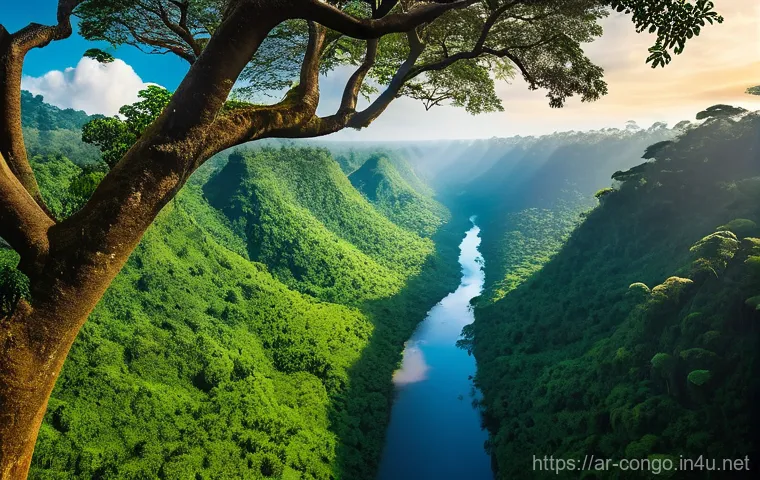 콩고 공화국의 환경 문제 및 대처 방안 - **Prompt for the pristine beauty of the Congo:**
"A stunning, wide-angle shot capturing the unto...