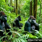 콩고 공화국의 기후와 여행 적기 - **Prompt 1: Awe-Inspiring Gorilla Trek in the Dry Season**
"A wide-angle, cinematic shot of a sm...