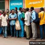 콩고 공화국 노동 시장과 일자리 현황 - A bustling urban street scene in the Democratic Republic of Congo featuring diverse young people in ...