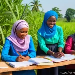 콩고 공화국에서의 NGO 및 국제 기구 활동 - A vibrant community workshop scene in a rural Congolese village, featuring diverse young men and wom...